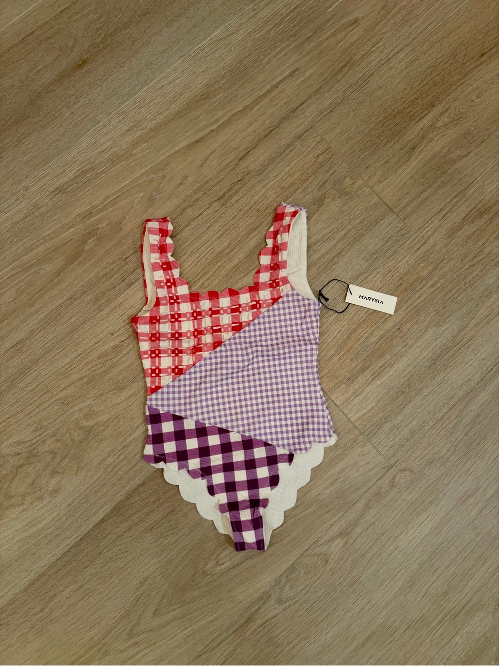 Marysia Swim Kids Red, Lavender & Purple Gingham One-Piece Swimsuit